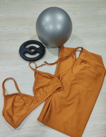 Imagem de Conjunto Leg e Top Empina Bumbum Cor Caramelo - BJLEGCAR1 - Tamanho G